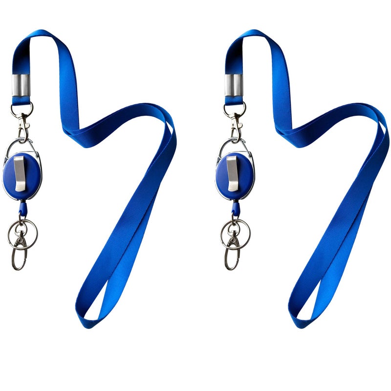 HoAoOo Retractable Badge Reel with Claw Clasp and Clip for Id Card Holders (Blue) - Image 1